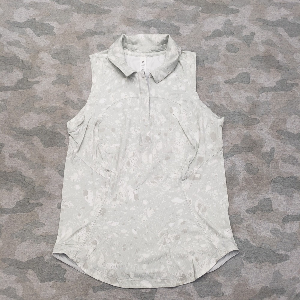 Lululemon Top Womens 3 Gray Button Sleeveless Gym‎